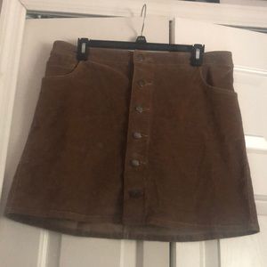 Corduroy Button Front Skirt